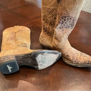 Old Gringo Brown Suede Leopard-Print Cowboy Boots